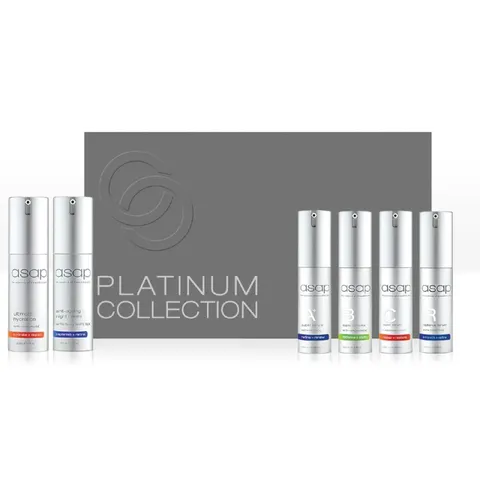 Bộ 6 sản phẩm chăm sóc trẻ hóa da Asap Platinum Collection Park - Serum, kem dưỡng trị lão hóa, cấp ẩm, nâng tông da, an toàn cho làn da nhạy cảm