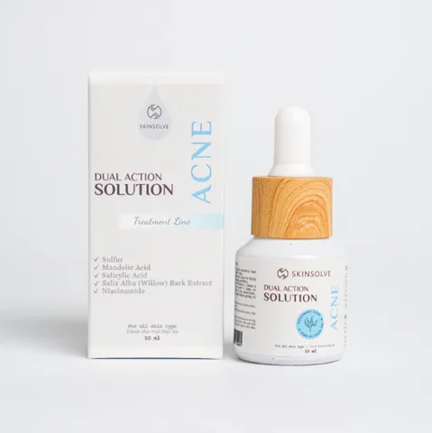 Gel Trị Mụn Skinsolve Dual Action Solution Acne 10ml - Giải Quyết Mụn Hiệu Quả, Tiêu Viêm Và Làm Mờ Vết Thâm