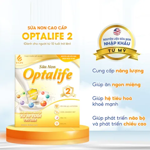 Sữa Non Dinh Dưỡng Optalife 2 - Bổ Sung Năng Lượng và Tăng Cường Sức Khỏe Cho Người Từ 10 Tuổi Trở Lên - Hộp 30 Gói