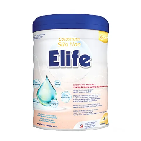 Sữa Non Elife 4 - Hỗ Trợ Xương Khớp, Bổ Sung Canxi, Collagen Type II, Vitamin D3, Giúp Cải Thiện Chức Năng Vận Động 800g
