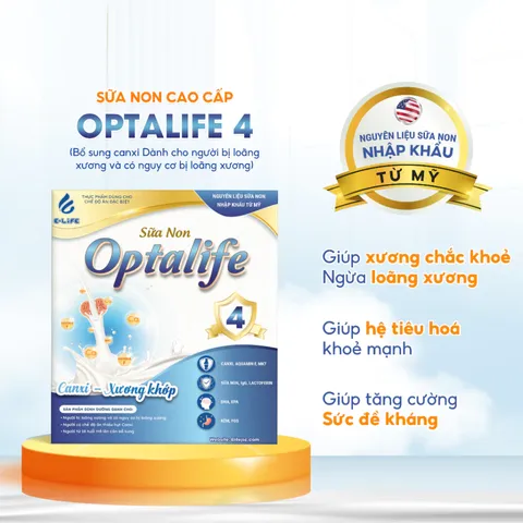 Sữa Non Optalife 4 - Bổ Sung Canxi, Hỗ Trợ Xương Khớp và Tăng Cường Miễn Dịch - Dinh Dưỡng Cho Người Trưởng Thành