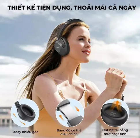 Tai nghe Bluetooth chụp tai Earfun Wave Pro ANC - Âm thanh Hi-res, chống ồn chủ động, pin 80 giờ, kết nối đa thiết bị