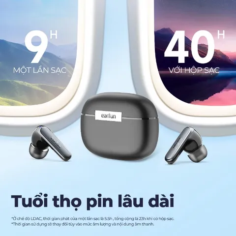 Tai nghe Bluetooth True Wireless Earfun Air 2 - Âm thanh độ phân giải cao, pin lâu, sạc không dây, công nghệ khử tiếng ồn 4-Mic, chống nước IPX7