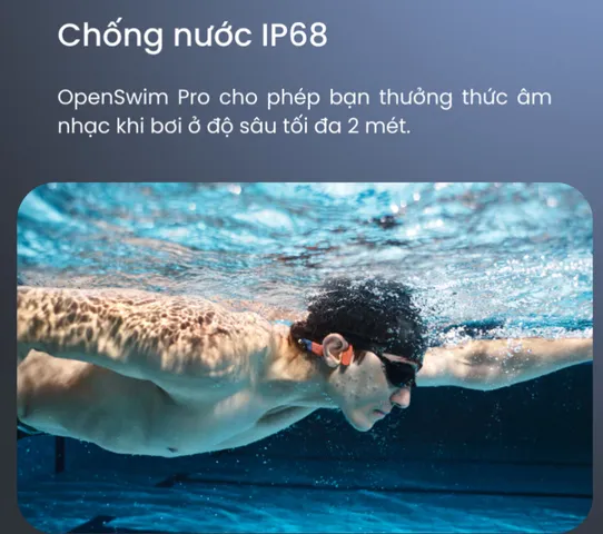 Tai nghe bơi lội Shokz OpenSwim Pro S710 - Chống nước IP68, Truyền âm thanh qua xương, Âm thanh chất lượng cao, Thể thao dưới nước