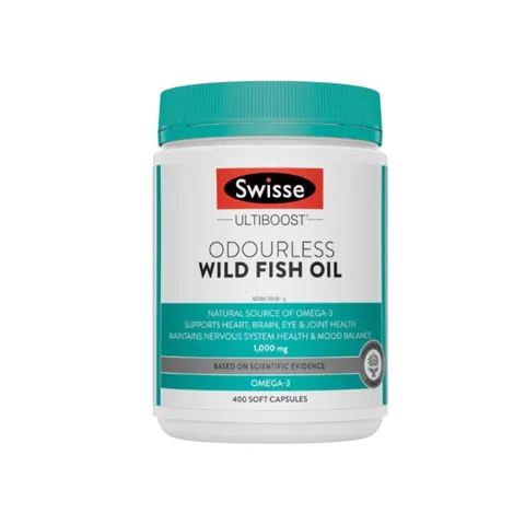 Viên uống dầu cá Swisse Ultiboost 1000mg Không Mùi - Hỗ Trợ Tim Mạch, Não Bộ và Xương Khớp, Bổ Sung Omega-3 Từ Cá Tự Nhiên