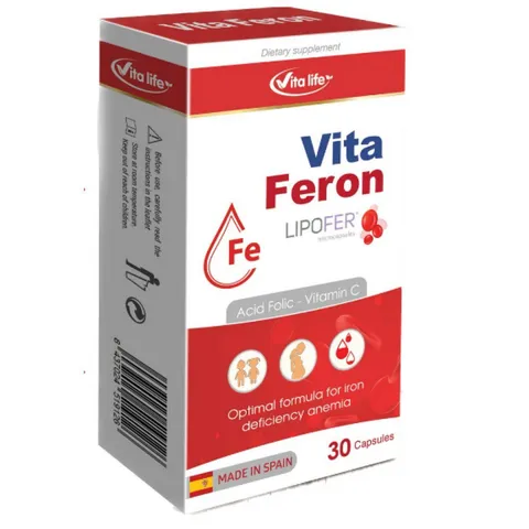 Viên uống bổ sung sắt Vita Feron Lipofer - Hỗ trợ tăng cường máu, không tanh, dễ hấp thu cho người lớn và trẻ em từ 3 tuổi.