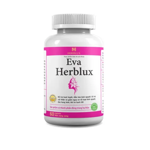 Viên Uống Hỗ Trợ Điều Kinh Eva Herblux - Giúp Hoạt Huyết, Cân Bằng Kinh Nguyệt, Giảm Đau Bụng Kinh, 60 Viên
