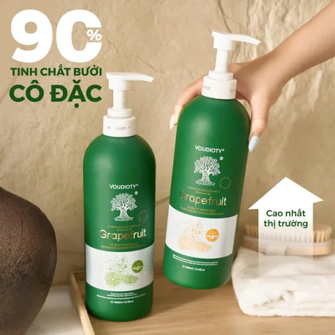 Bộ Gội Xả Bưởi Voudioty Grapefruit 500ml - Hỗ Trợ Kích Thích Mọc Tóc, Nuôi Dưỡng Tóc Khỏe Mạnh Từ Thiên Nhiên