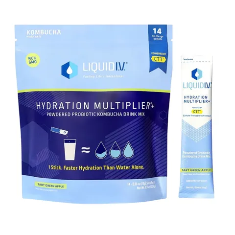 Bột điện giải Liquid IV Hydration Multiplier + Probiotic Kombucha - Hỗ trợ tiêu hóa và hydrat hóa hiệu quả, tiện lợi cho sức khỏe