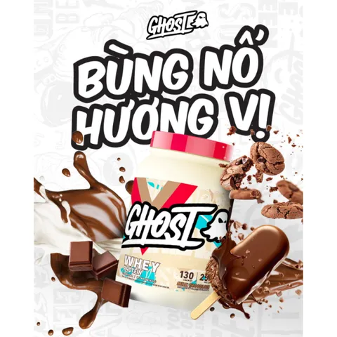 Bột Ghost Whey Protein Tăng Cơ - Hương Vị Oreo, Cinnabon, Coffee Ice Cream, Hỗ Trợ Phục Hồi Cơ Bắp 924g