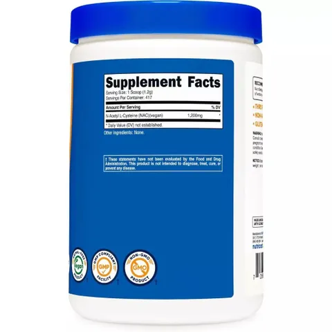 Bột Uống Giải Độc Gan Nutricost NAC N-Acetyl L-Cysteine 1200mg - Tăng Cường Hệ Miễn Dịch và Bảo Vệ Tế Bào Gan