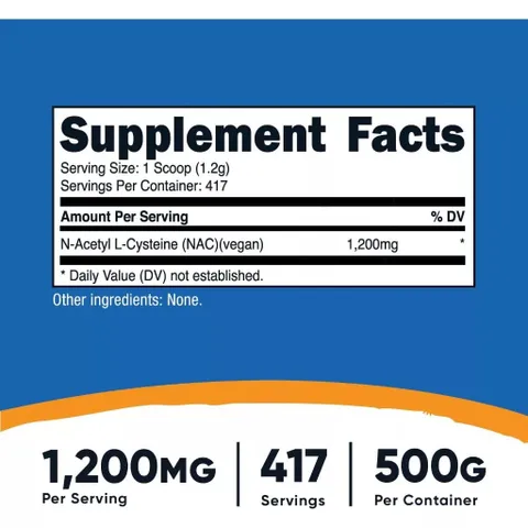 Bột Uống Giải Độc Gan Nutricost NAC N-Acetyl L-Cysteine 1200mg - Tăng Cường Hệ Miễn Dịch và Bảo Vệ Tế Bào Gan