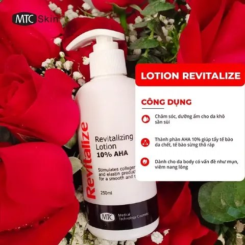 Lotion Revitalize 10% AHA MTC Skin - Dưỡng ẩm và làm sáng da khô, sần sùi - Chăm sóc da hiệu quả từ AHA 250ml