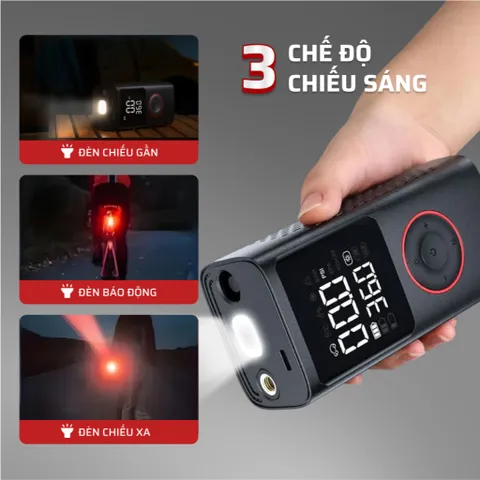Máy Bơm Lốp Xe Ô Tô & Xe Máy Mini Pin 6000mAh - Cảm Biến Áp Suất, Công Suất 120W, Thiết Kế Gọn Nhẹ, Thao Tác Dễ Dàng