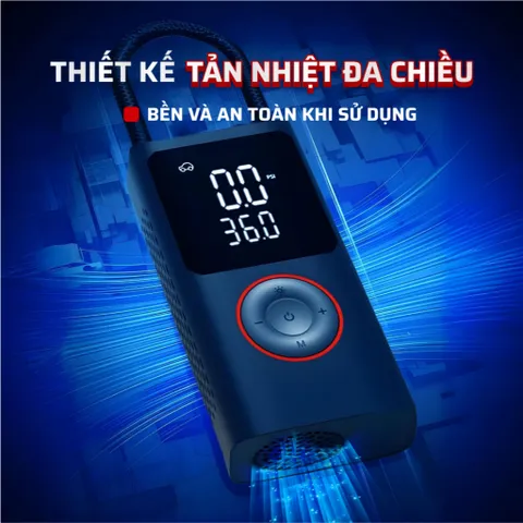 Máy Bơm Lốp Xe Ô Tô & Xe Máy Mini Pin 6000mAh - Cảm Biến Áp Suất, Công Suất 120W, Thiết Kế Gọn Nhẹ, Thao Tác Dễ Dàng