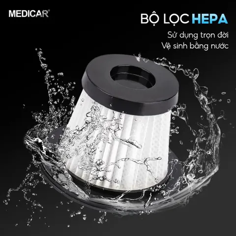 Máy Hút Bụi Cầm Tay Ô Tô Medicar 100W - Sạc Qua Tẩu Xe, Lực Hút Mạnh 6500PA, Tiện Lợi Vệ Sinh Nội Thất Ô Tô