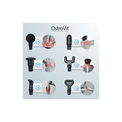 Máy Massage Cầm Tay OstroVit OMG-01 - Thiết Bị Thư Giãn Cơ Bắp Đa Năng Với 6 Đầu Massage, Lý Tưởng Cho Phục Hồi Sau Tập Luyện