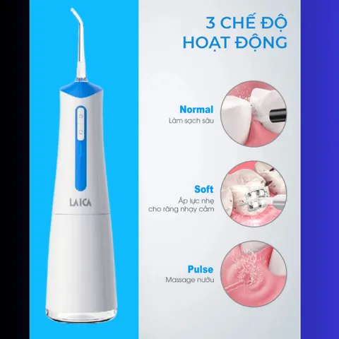 Máy Tăm Nước Laica PC4008 - 3 Chế Độ Vòi Phun Xoay 360, Dễ Sử Dụng, Lý Tưởng Cho Vệ Sinh Răng Miệng Hàng Ngày