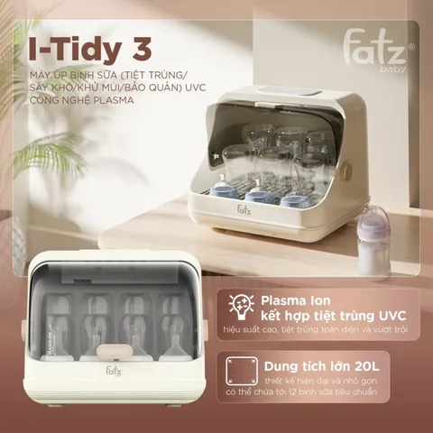 Máy Tiệt Trùng Bình Sữa UVC Công Nghệ PLASMA i-Tidy 3 - Fatzbaby FB4602HB - Tiệt Trùng Toàn Diện và Sấy Khô Bảo Quản Vượt Trội