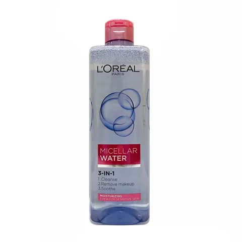 Nước tẩy trang L'Oreal Paris Micellar Water 3-In-1 400ml - Dưỡng ẩm, Làm sạch trang điểm, Công nghệ Mi-xen dành cho da nhạy cảm