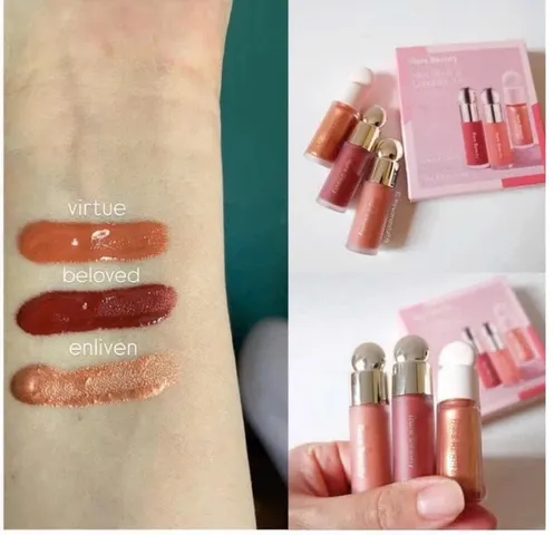 Set má hồng kem Rare Beauty Mini Blush & Luminize Trio - Trang điểm tự nhiên rạng rỡ từ Selena Gomez - Bộ 3 sản phẩm chất lượng cao
