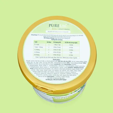 Sữa bột Purelac 1 cho bé từ 0-6 tháng tuổi - Dinh dưỡng đầy đủ, phát triển toàn diện, sản xuất tại New Zealand, hộp 800g.