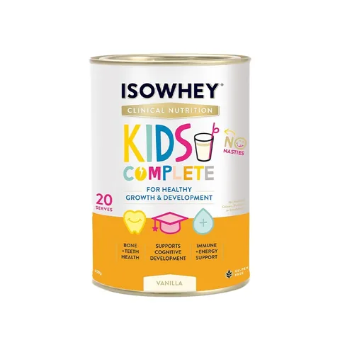 Sữa IsoWhey Kids Complete - Giúp Tăng Chiều Cao Cho Trẻ Từ 4-18 Tuổi, Bổ Sung Canxi, Protein, và Lợi Khuẩn, Hương Vị Vani Thơm Ngon