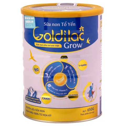 Sữa Non Tổ Yến Goldilac Grow Hộp 650g - Dinh Dưỡng Tăng Cường Miễn Dịch Cho Trẻ 6 Tháng Đến 10 Tuổi
