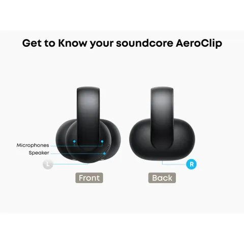 Tai Nghe Nhét Tai Chống Nước IPX4 Soundcore AeroClip A3388 - Thiết Kế Dạng Kẹp Hở, Âm Thanh Mạnh Mẽ, Thoải Mái Khi Sử Dụng