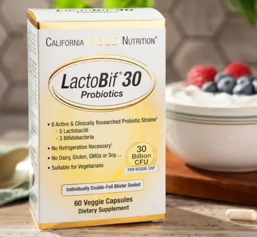 Viên men vi sinh Lactobif 30 Probiotics California Gold Nutrition - Hỗ trợ tiêu hóa & tăng cường miễn dịch, Vỉ 60 viên Mỹ