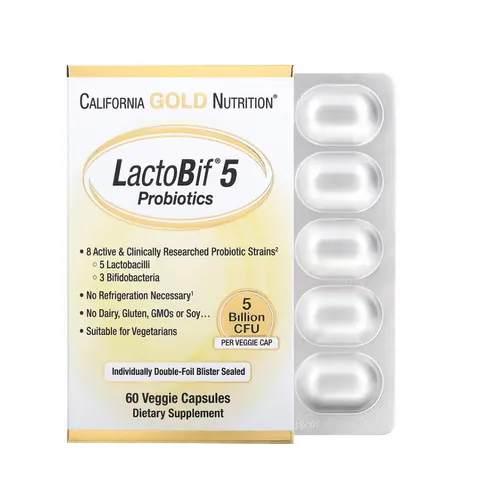 Viên men vi sinh Lactobif 30 Probiotics California Gold Nutrition - Hỗ trợ tiêu hóa & tăng cường miễn dịch, Vỉ 60 viên Mỹ