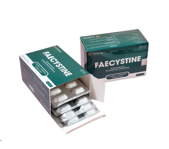 Viên Uống Hỗ Trợ Dưỡng Trắng Da Faecystine - Giảm Thâm, Mụn, Nguyên Liệu Tự Nhiên, Vitamin C, Collagen, Hộp 60 Viên