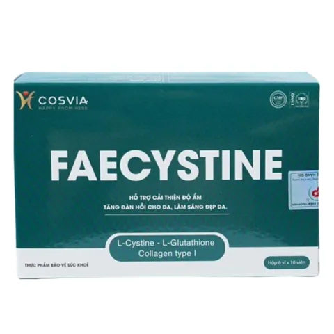 Viên Uống Hỗ Trợ Dưỡng Trắng Da Faecystine - Giảm Thâm, Mụn, Nguyên Liệu Tự Nhiên, Vitamin C, Collagen, Hộp 60 Viên