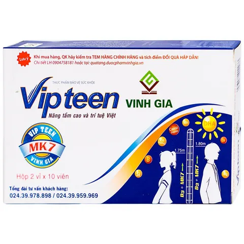 Viên Uống Vipteen Vinh Gia Tăng Chiều Cao và Phát Triển Trí Tuệ - Hỗ Trợ Còi Xương Cho Trẻ Em và Thanh Thiếu Niên
