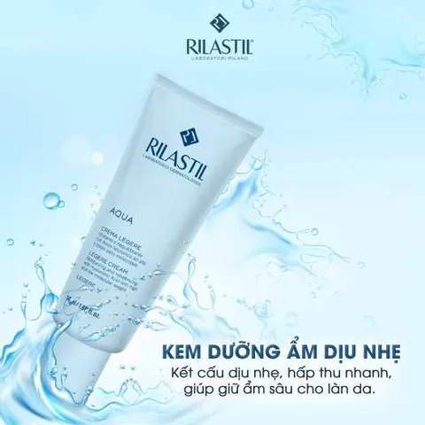 Kem Dưỡng Ẩm Dịu Nhẹ Rilastil Aqua Legere 50ml - Chăm Sóc Da Nhạy Cảm, Cấp Ẩm Sâu, Không Gây Kích Ứng, Dưỡng Da Mềm Mịn