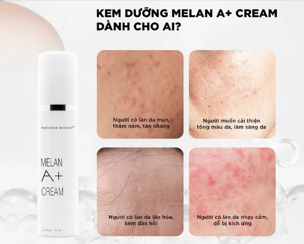 Kem Dưỡng Radiance Beauva Melan A+ - Hỗ Trợ Mờ Nám, Tàn Nhang, Sáng Da, Chống Oxy Hóa, Dưỡng Ẩm - 50ml