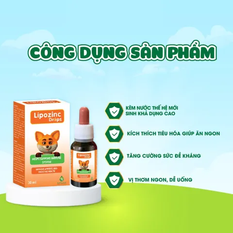 [Hàng nhập khẩu] Kẽm Hữu Cơ Cho Bé Lipozinc Drops 30ml - Hỗ Trợ Tiêu Hóa, Tăng Cường Đề Kháng, Dễ Dùng Cho Trẻ Em