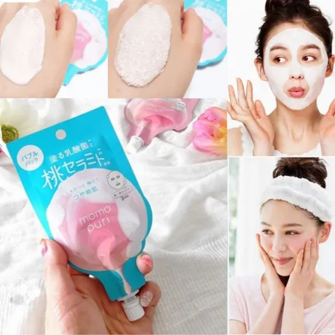 Mặt nạ sủi bọt thải độc Momopuri Fresh Bubble Pack - Làm sạch sâu lỗ chân lông với chiết xuất đào và Lactobacillus, làn da tươi sáng, mềm mịn