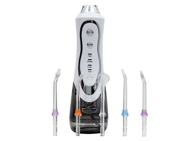 Máy tăm nước cầm tay GluckCare BPF-01 chống nước IPX7, áp suất 30-120 PSI, dễ sử dụng, chăm sóc răng miệng hiệu quả, tiện lợi cho người niềng răng