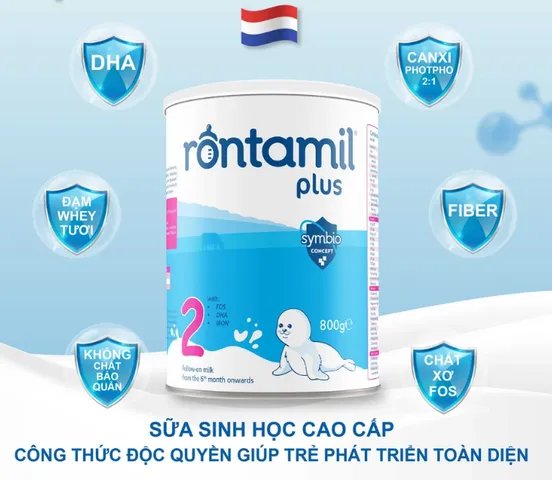 Sữa Bột Dinh Dưỡng Rontamil Plus 2 800g Cho Bé 6-12 Tháng - Hỗ Trợ Phát Triển Toàn Diện và Sức Khỏe Tối Ưu