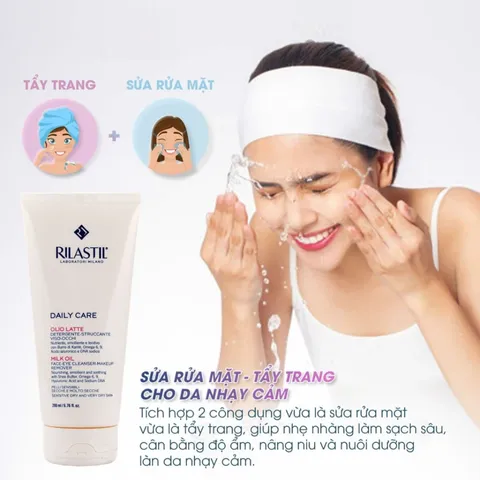Sữa Rửa Mặt Rilastil Daily Care Milk Oil 200ml - Sản Phẩm Dành Cho Da Nhạy Cảm, Giúp Làm Sạch và Dưỡng Ẩm Tự Nhiên