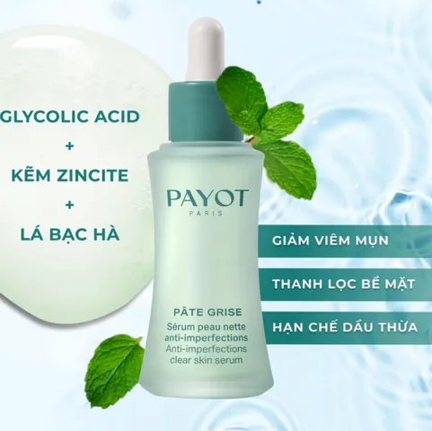 Tinh Chất Giảm Thâm Mụn Payot Clear Skin Serum 30ml - Hỗ Trợ Làm Sáng Da, Ngăn Ngừa Mụn Tái Phát, Phù Hợp Với Da Nhạy Cảm
