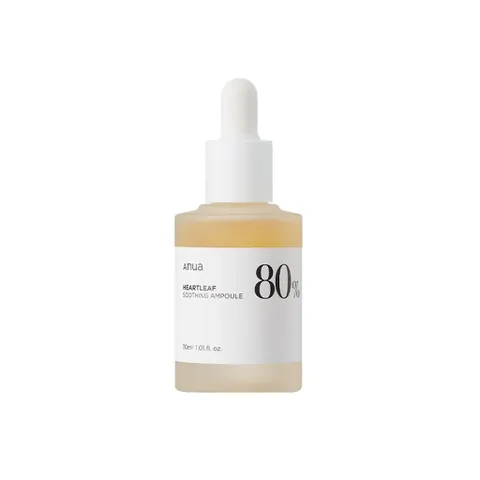Tinh chất làm dịu da Anua Heartleaf 80% Soothing Ampoule - Serum thiên nhiên cho da nhạy cảm, cung cấp độ ẩm và giảm kích ứng 30ml