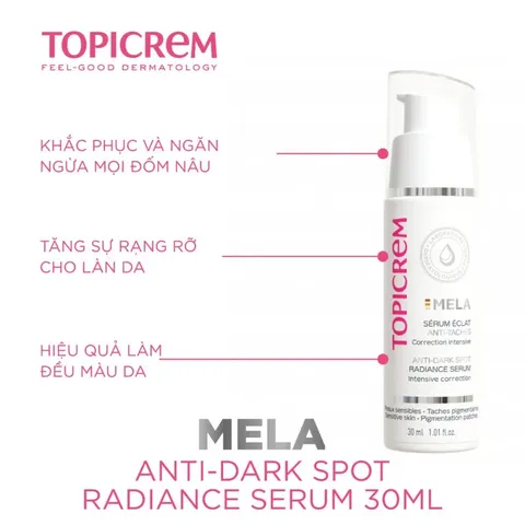 Tinh Chất Sáng Da Mờ Nám Topicrem Mela Anti-Dark Spot - Serum Dưỡng Da Giúp Sáng Mịn, Khắc Phục Thâm Nám & Đốm Nâu 30ml