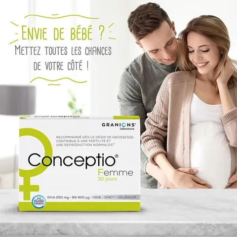 Viên uống Conceptio Femme hỗ trợ tăng khả năng thụ thai tự nhiên cho nữ - Bổ sung dinh dưỡng sinh sản từ Laboratoire des Granions