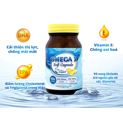 Viên Uống Dầu Cá CTJ Omega 3 Nhật Bản - Hỗ Trợ Sức Khỏe Tim Mạch, Thị Lực, Não Bộ, Viên Nang Mềm, 90 Viên