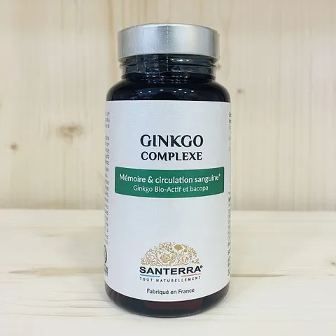 Viên uống bổ não Santerra Ginkgo Complexe - Tăng cường trí nhớ, tập trung với Ginkgo Biloba và Vitamin B - Hộp 60 viên từ Pháp