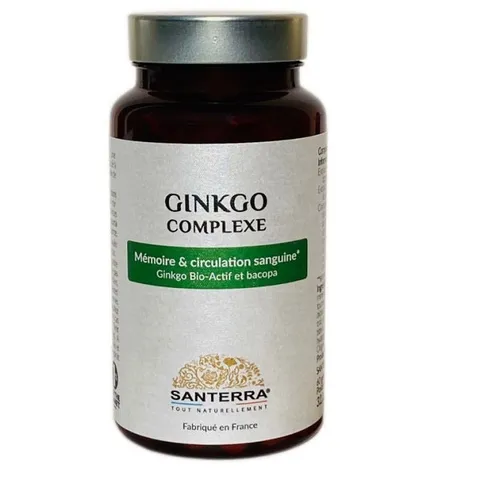 Viên uống bổ não Santerra Ginkgo Complexe - Tăng cường trí nhớ, tập trung với Ginkgo Biloba và Vitamin B - Hộp 60 viên từ Pháp