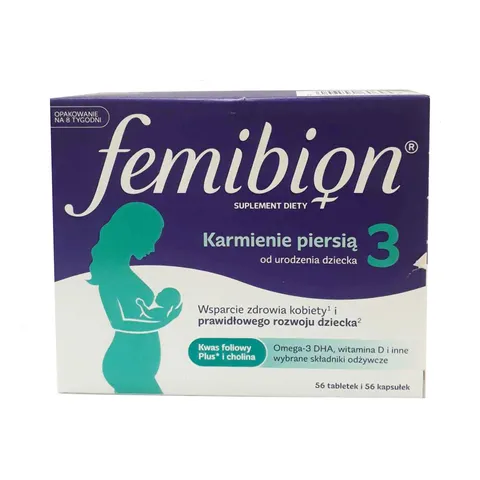 Vitamin tổng hợp Femibion 3 cho phụ nữ sau sinh - Hỗ trợ phục hồi sức khỏe, bổ sung DHA, Axit Folic và Canxi, 56 viên/hộp