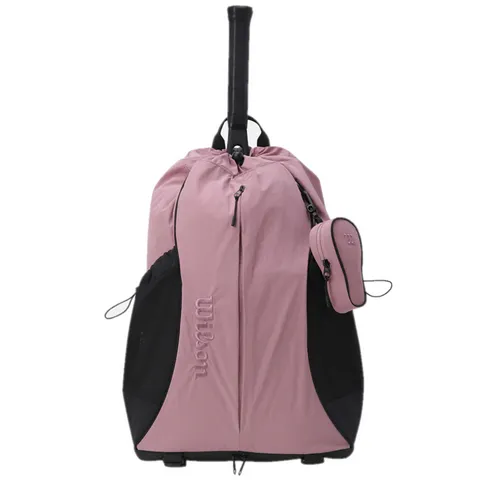Balo Đựng Vợt Pickleball & Tennis Wilson Drawstring Backpack V2 Hồng Đen - Tiện Lợi Cho Nữ Yêu Thích Thể Thao